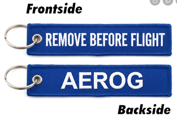 Remove Before Flight embroidered aviation keychain by aeroG Aviation
