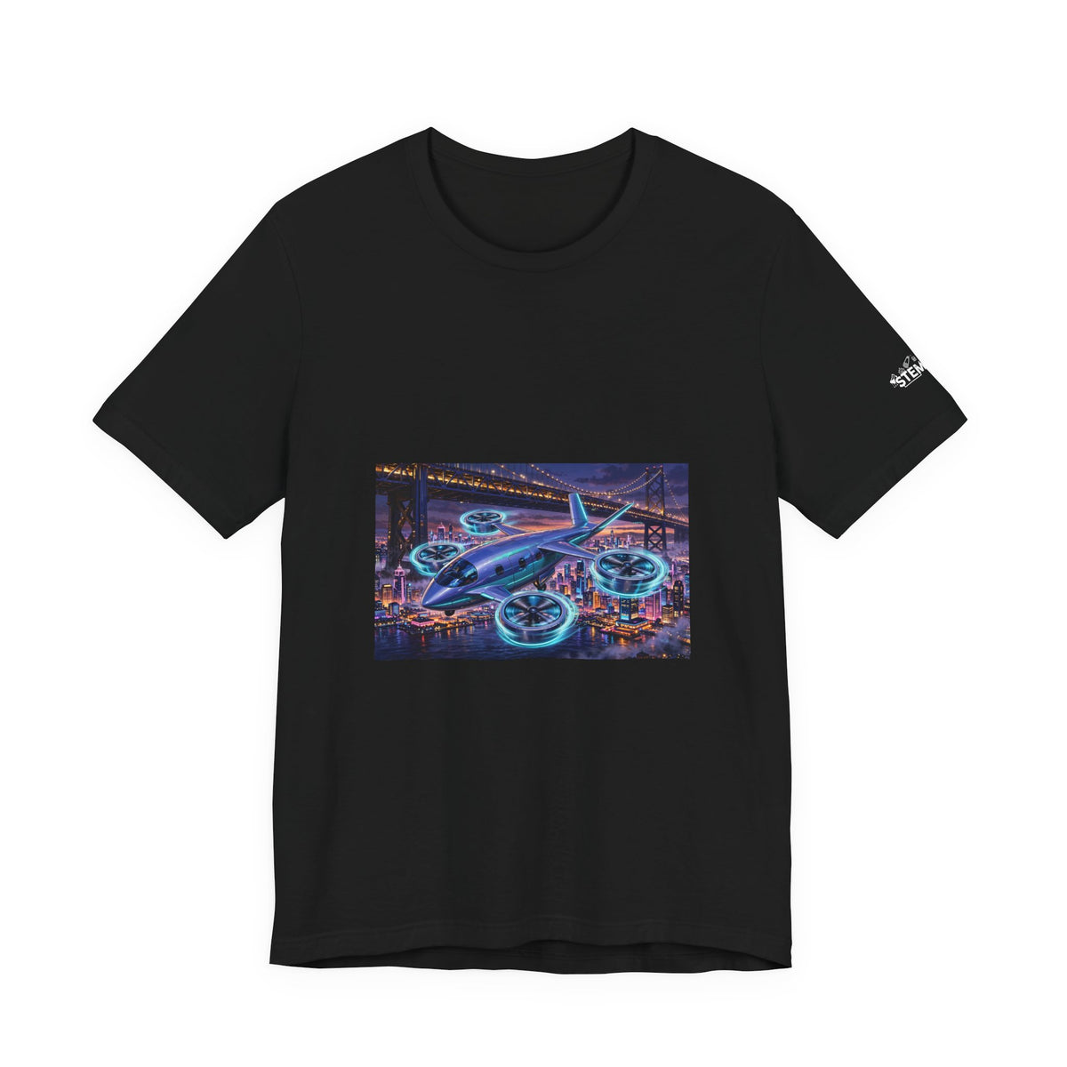 aeroG City Chase Bridge vintage aviation tee in black