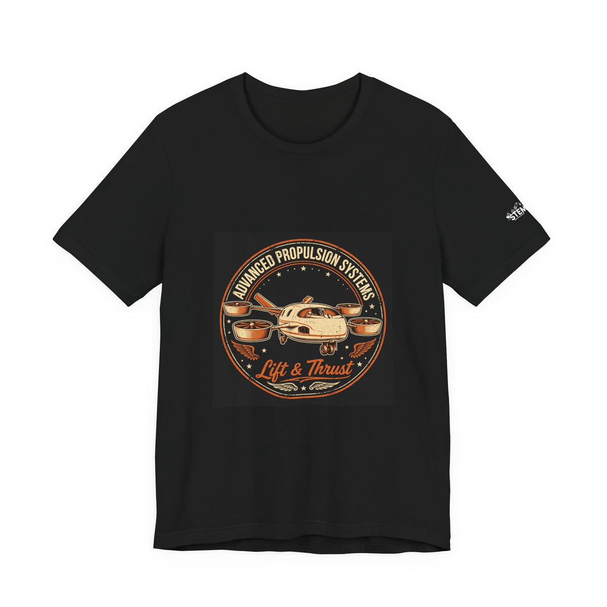 aeroG Lift and Thrust eVTOL graphic tee in black