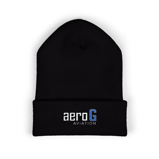 aeroG embroidered cuffed beanie with aeroG wings logo