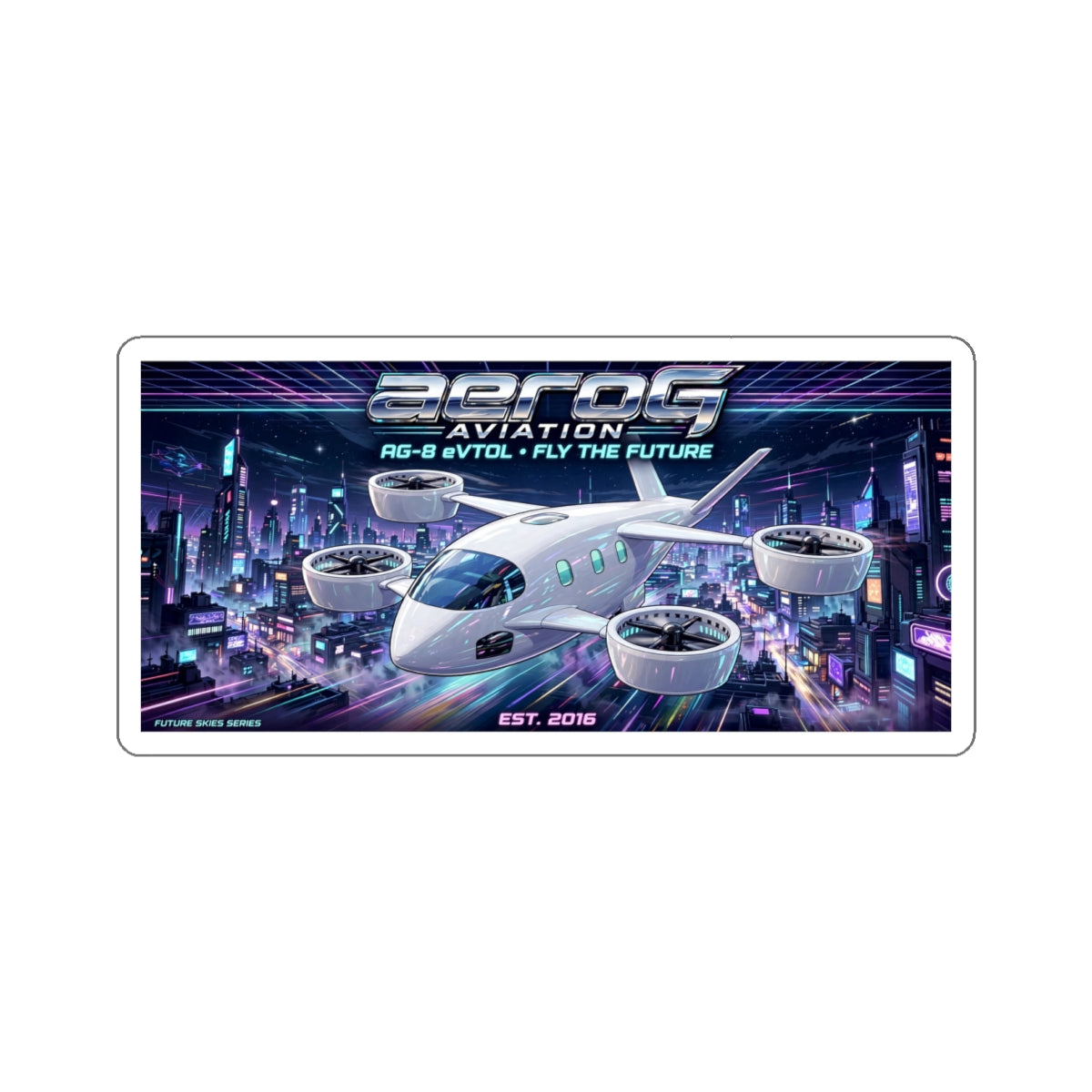 aeroG Future Skies Sticker - Neon City, view 3