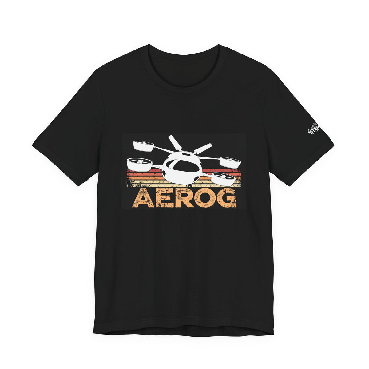 aeroG Retro Sunset aviation graphic tee in black
