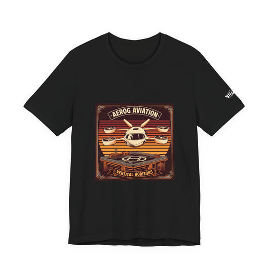 aeroG Sunset Vertiport eVTOL graphic tee in black