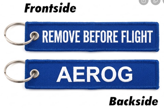 Remove Before Flight embroidered aviation keychain by aeroG Aviation