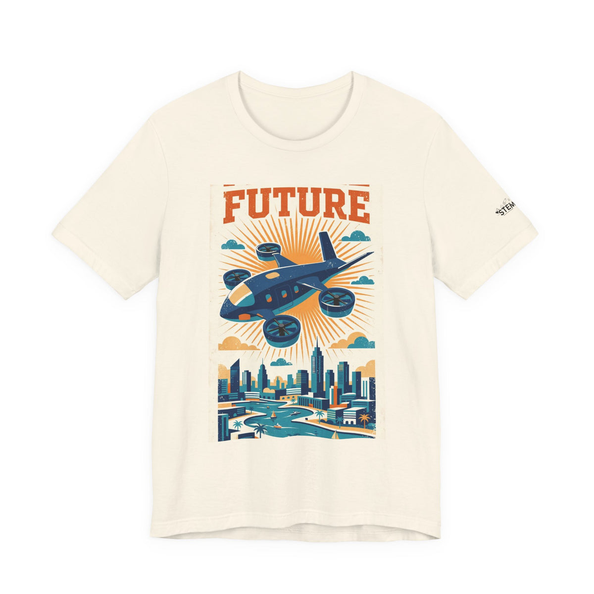 aeroG Fly the Future eVTOL poster graphic tee in natural